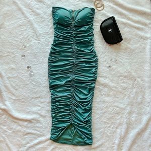 NWT RUCHED EVERYWHERE MIDI DRESS - Sage - Medium